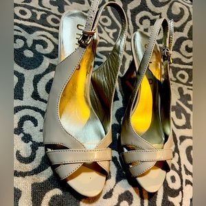 Nude heeled sling backs